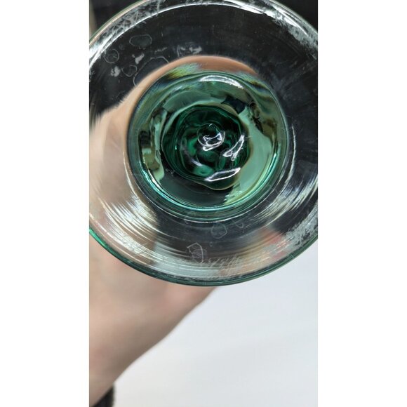LIBBEY Vintage 90s Sirrus Spanish Green Glass Water Ice Tea Goblet 7.5" Ribbed - Picture 4 of 10